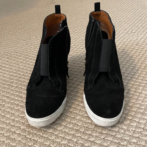 Paolo Shoes - Linea Paolo Black Wedge Heel Sneaker Size 7